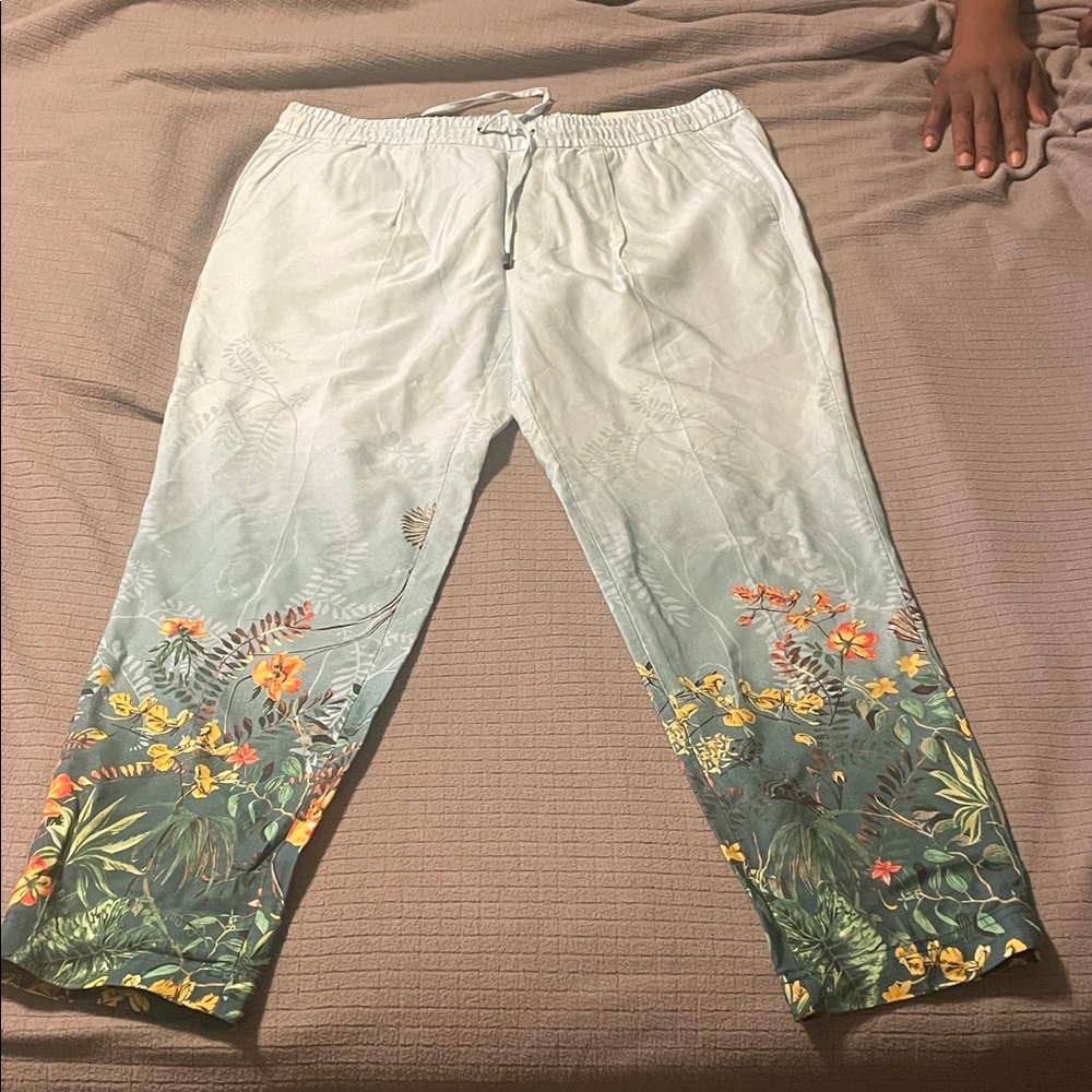 INC International Concepts Floral Print Pants - Light Blue